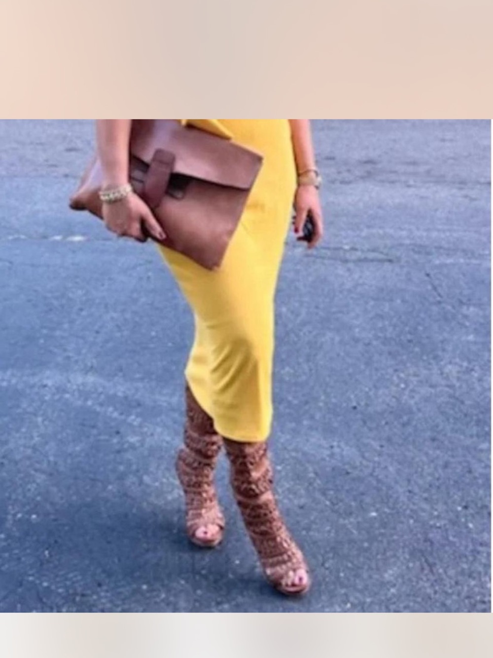 Nine West MACRAME Brown Woven Peep-Toe Knee-High Stiletto Boots - Picture 5 of 6